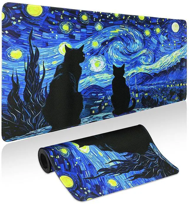 Main image of Mouse Pad Gaming - Desk Mat for Keyboard and Mouse - Van Gogh Starry Night Large Mouse Pads for Desk, Gaming Mousepad with Non-Slip Base, Desks Pad (31.5" X 11.8") for Game, Office and Home
