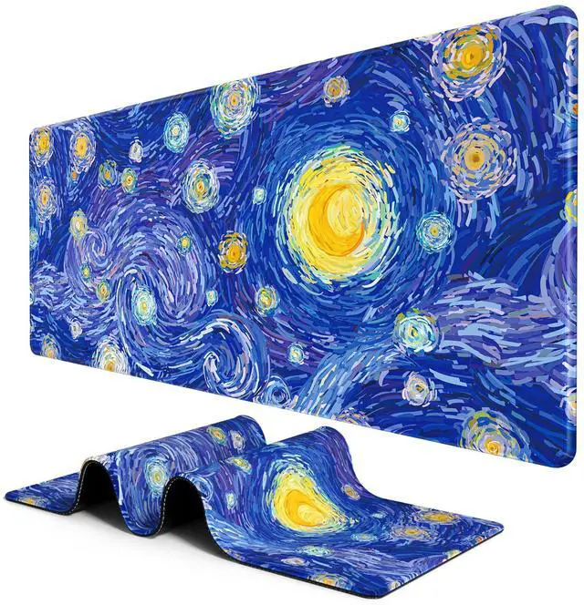 Main image of Large Mouse Pad, Desk Pad, XXL XL Extended Gaming Mouse Pad, Desk Mat for Office & Home, Long Keyboard Mat, Huge Mouse Pad, Desktop Full Cover 31.5 x 11.8 Inches, Van Gogh Starry Night