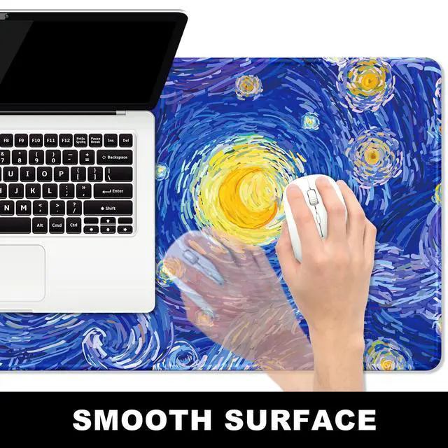 Alt view image 3 of 7 - Large Mouse Pad, Desk Pad, XXL XL Extended Gaming Mouse Pad, Desk Mat for Office & Home, Long Keyboard Mat, Huge Mouse Pad, Desktop Full Cover 31.5 x 11.8 Inches, Van Gogh Starry Night