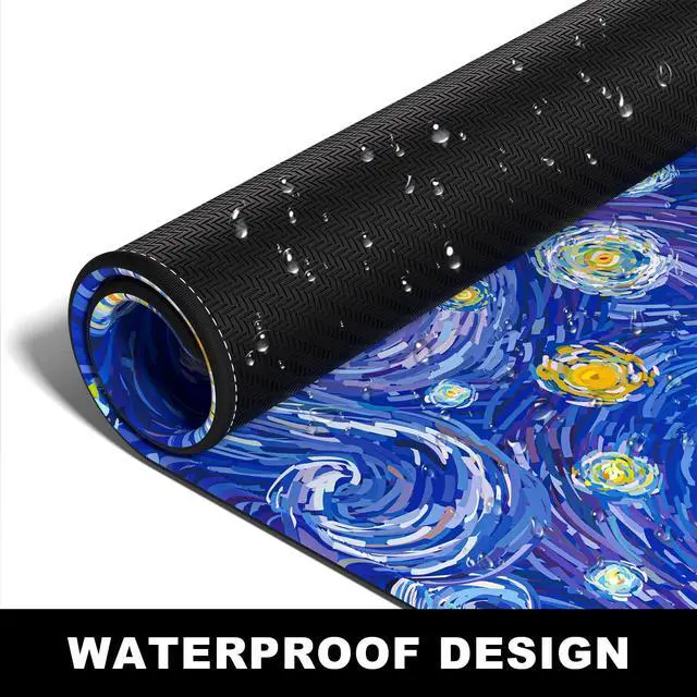 Alt view image 6 of 7 - Large Mouse Pad, Desk Pad, XXL XL Extended Gaming Mouse Pad, Desk Mat for Office & Home, Long Keyboard Mat, Huge Mouse Pad, Desktop Full Cover 31.5 x 11.8 Inches, Van Gogh Starry Night