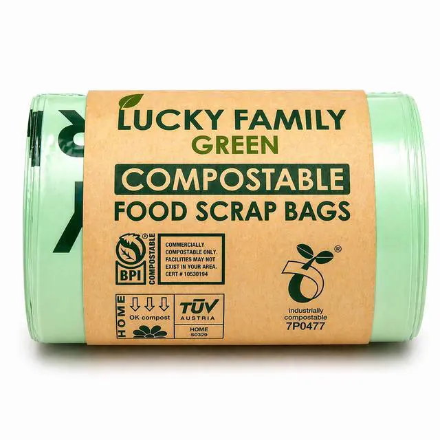 Main image of Compostable Trash Bags for Kitchen Compost Bins 1.3 Gallon Small Compost Bags for Countertop Bin, Green Compostable Bags, BPI Certified ASTM D6400, Leak-Resistant Food Waste Bags (50 Count)