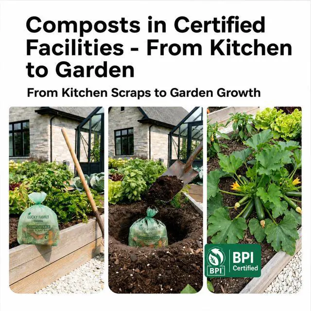 Alt view image 7 of 7 - Compostable Trash Bags for Kitchen Compost Bins 1.3 Gallon Small Compost Bags for Countertop Bin, Green Compostable Bags, BPI Certified ASTM D6400, Leak-Resistant Food Waste Bags (50 Count)