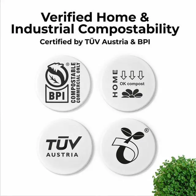 Alt view image 4 of 7 - Compostable Trash Bags for Kitchen Compost Bins 1.3 Gallon Small Compost Bags for Countertop Bin, Green Compostable Bags, BPI Certified ASTM D6400, Leak-Resistant Food Waste Bags (50 Count)