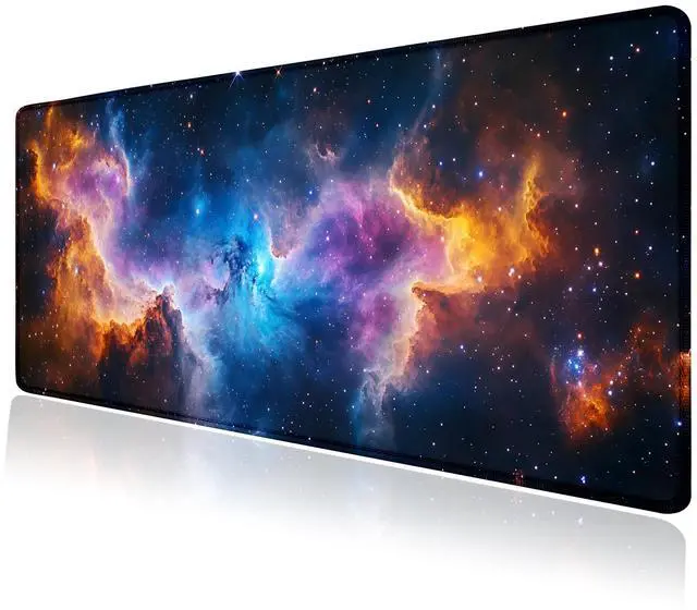 Main image of Space Universe Nebula Galaxy Large Mouse Pad, Desk Mat Computer Keyboard Pad Non-Slip Rubber Base Waterproof with Stitched Edges for Laptop Gaming, Office & Home 31.5 x 11.8 Inch (XL-19)
