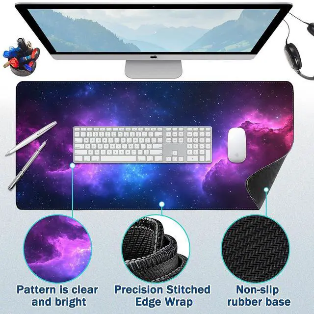 Alt view image 2 of 7 - Mouse Pad Gaming - Desk Mat for Keyboard and Mouse - Large Mouse Pad for Desk, Mousepad (35.4" X 15.7") with Non-Slip Base, Desks Pad Mat Office and Home (Starry Sky 2, 35.4L x 15.7W inches)