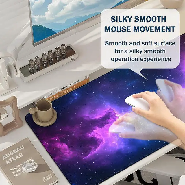 Alt view image 4 of 7 - Mouse Pad Gaming - Desk Mat for Keyboard and Mouse - Large Mouse Pad for Desk, Mousepad (35.4" X 15.7") with Non-Slip Base, Desks Pad Mat Office and Home (Starry Sky 2, 35.4L x 15.7W inches)