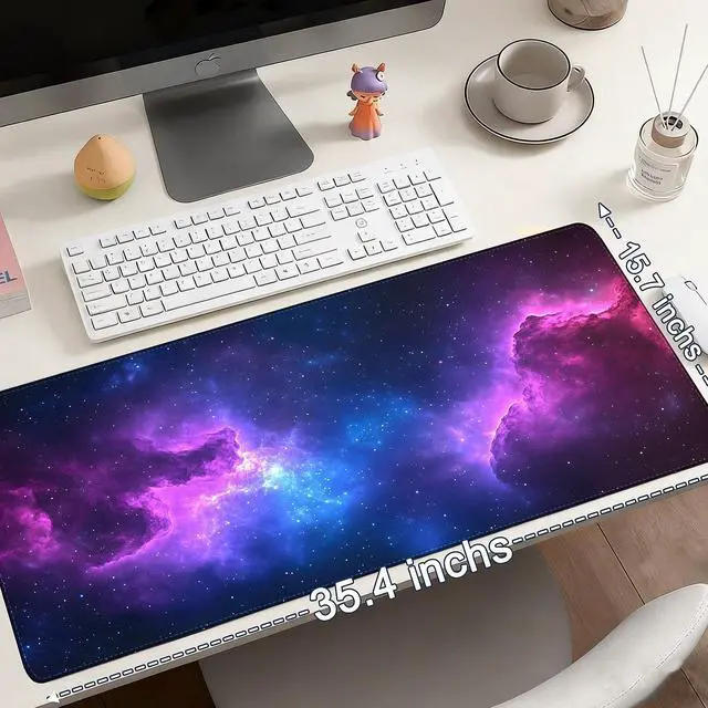 Alt view image 6 of 7 - Mouse Pad Gaming - Desk Mat for Keyboard and Mouse - Large Mouse Pad for Desk, Mousepad (35.4" X 15.7") with Non-Slip Base, Desks Pad Mat Office and Home (Starry Sky 2, 35.4L x 15.7W inches)