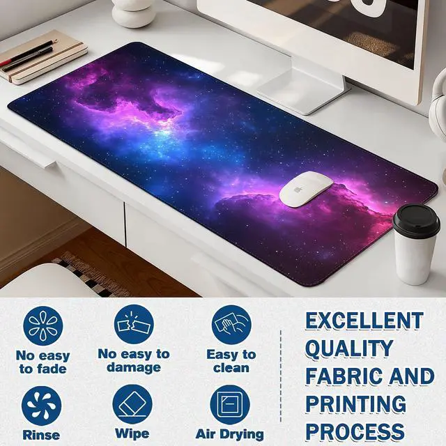 Alt view image 3 of 7 - Mouse Pad Gaming - Desk Mat for Keyboard and Mouse - Large Mouse Pad for Desk, Mousepad (35.4" X 15.7") with Non-Slip Base, Desks Pad Mat Office and Home (Starry Sky 2, 35.4L x 15.7W inches)