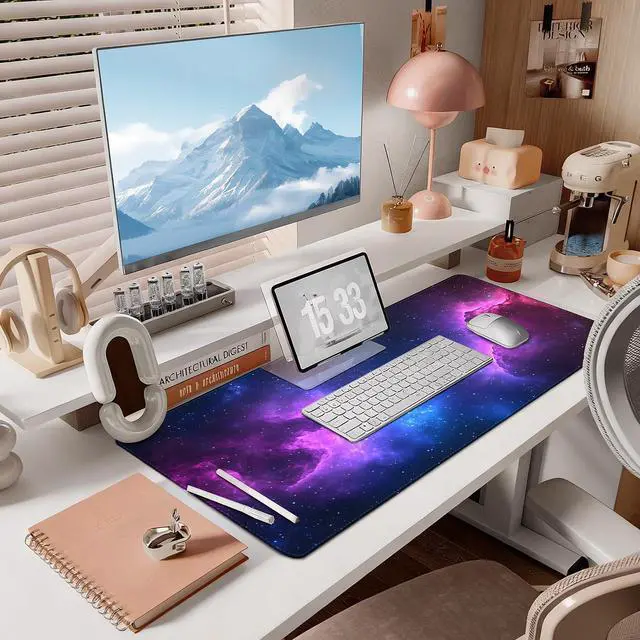 Alt view image 7 of 7 - Mouse Pad Gaming - Desk Mat for Keyboard and Mouse - Large Mouse Pad for Desk, Mousepad (35.4" X 15.7") with Non-Slip Base, Desks Pad Mat Office and Home (Starry Sky 2, 35.4L x 15.7W inches)