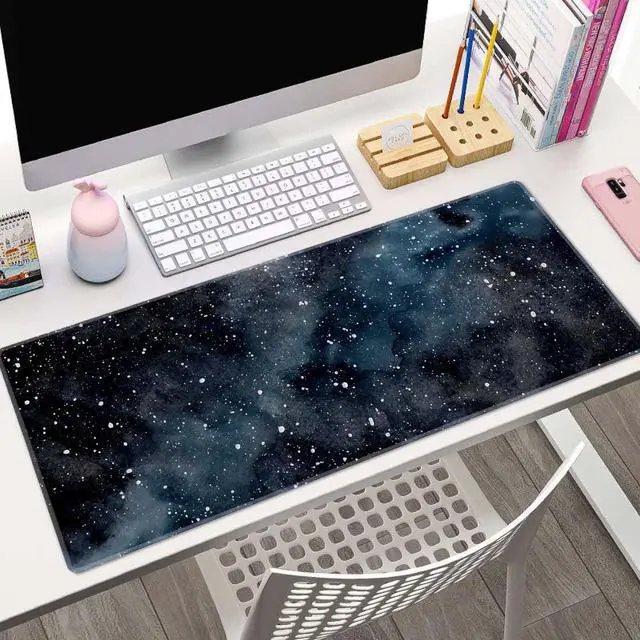 Alt view image 4 of 7 - Dark Starry Deep Space Gaming Mouse Pad XL Extended Large Desk Mat Big Mousepad Non-Slip Rubber Base Stitched Edge Long Desk Pad for Desktop PC Computer Gamer,31.5×11.8 Inch