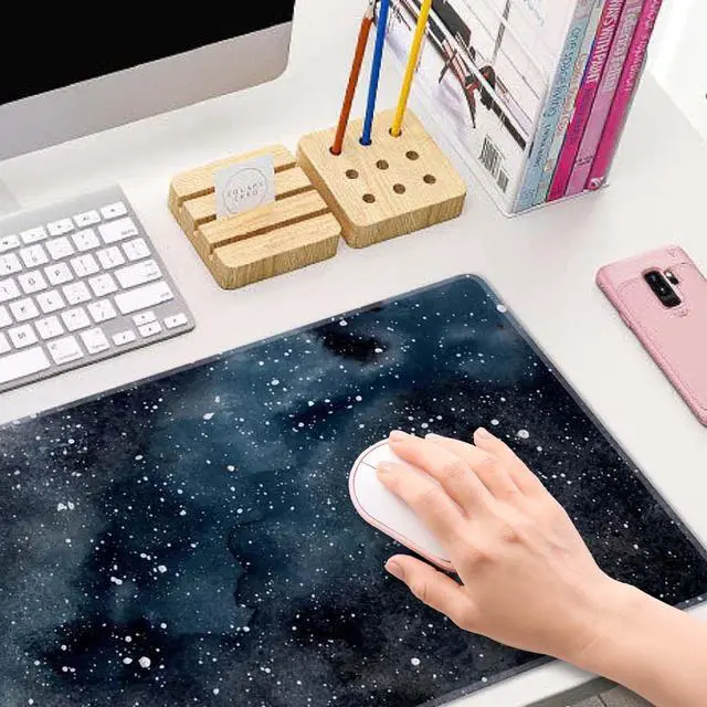 Alt view image 6 of 7 - Dark Starry Deep Space Gaming Mouse Pad XL Extended Large Desk Mat Big Mousepad Non-Slip Rubber Base Stitched Edge Long Desk Pad for Desktop PC Computer Gamer,31.5×11.8 Inch