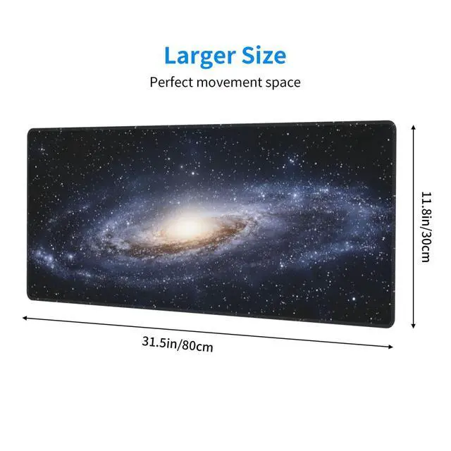 Alt view image 4 of 7 - Galaxy Gaming Mouse Pad, Space Universe Starry Nebula Large Extended Desk Mat 11.8X 31.5 inches with Non-Slip Base & Stitched Edges, Waterproof Desk Mat for Office, Home, Laptop, Computer Keyboard