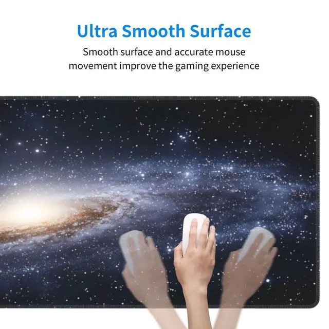 Alt view image 6 of 7 - Galaxy Gaming Mouse Pad, Space Universe Starry Nebula Large Extended Desk Mat 11.8X 31.5 inches with Non-Slip Base & Stitched Edges, Waterproof Desk Mat for Office, Home, Laptop, Computer Keyboard