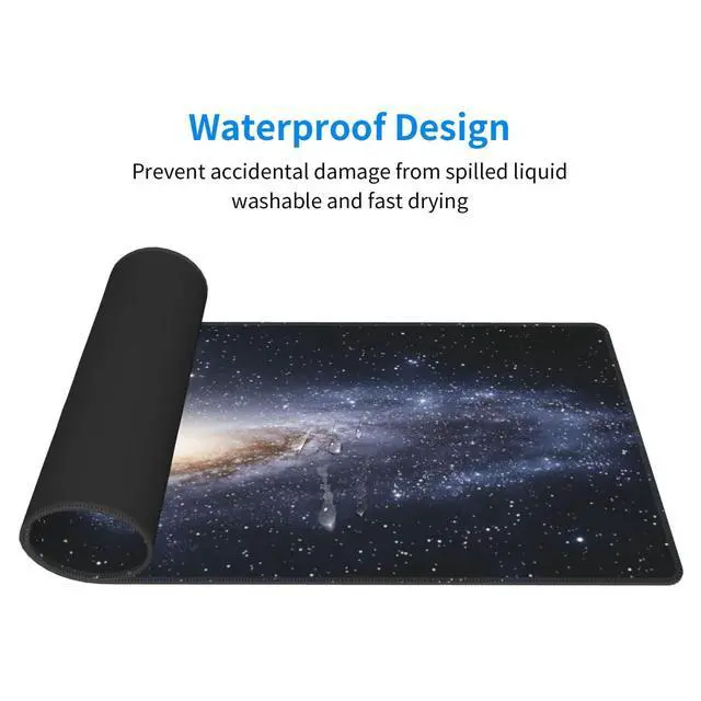Alt view image 5 of 7 - Galaxy Gaming Mouse Pad, Space Universe Starry Nebula Large Extended Desk Mat 11.8X 31.5 inches with Non-Slip Base & Stitched Edges, Waterproof Desk Mat for Office, Home, Laptop, Computer Keyboard