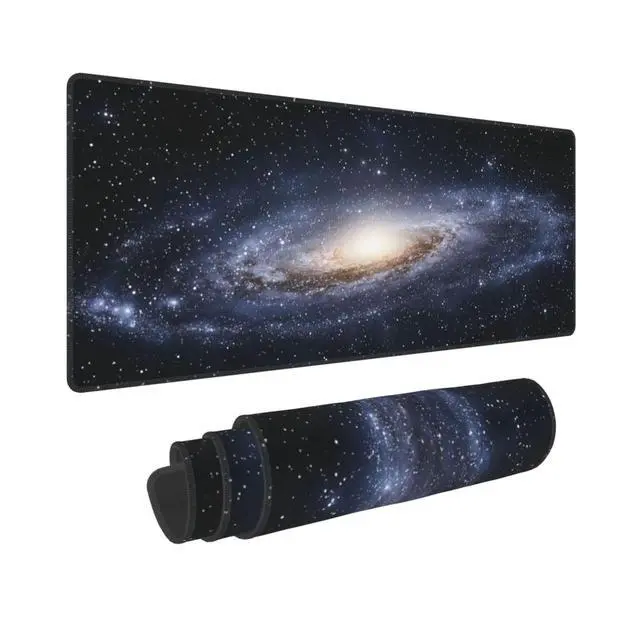 Alt view image 2 of 7 - Galaxy Gaming Mouse Pad, Space Universe Starry Nebula Large Extended Desk Mat 11.8X 31.5 inches with Non-Slip Base & Stitched Edges, Waterproof Desk Mat for Office, Home, Laptop, Computer Keyboard