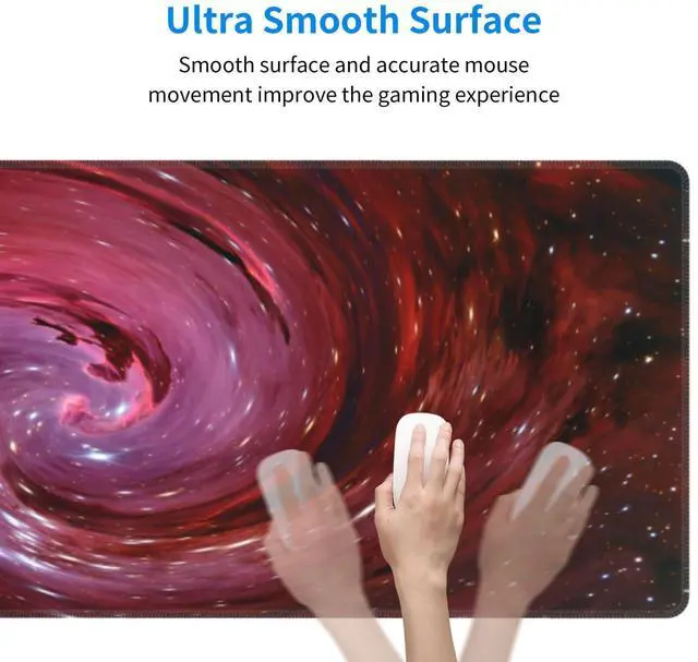 Alt view image 3 of 7 - Universe Outer Space Galaxy XL Large Mouse Pad with Stitched Edges Long Non-Slip Rubber Base Mousepad Laptop Keyboard Mat Desk Pad for Office Home Desk Decor, 31.5" X 11.8"