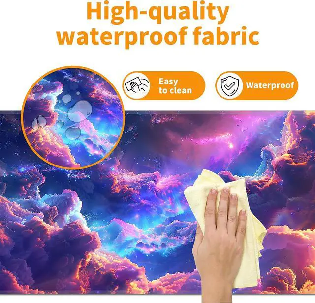 Alt view image 4 of 7 - Galaxy Mouse Pad,XXL 35.4"x15.7" Big Gaming Mousepad,Starry Sky Large Extended Mouse Mat,Non-Slip Rubber Base Waterproof with Stitched Edges for Gaming Office Home