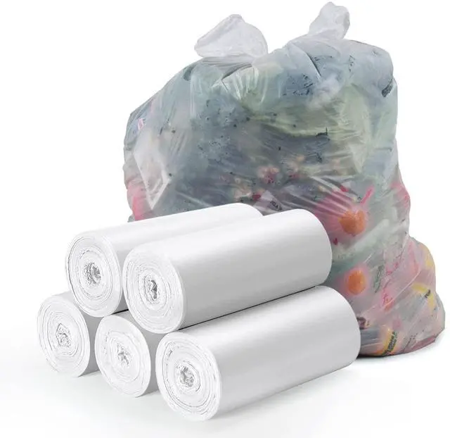 Alt view image 2 of 6 - Small Trash Bags 1.2 Gallon, Biodegradable Gallon Waste Bag, Mini Compostable Strong Bathroom Wastebasket Can Liners Garbage Bags for Home Office Kitchen Fit 5 Liter 5L, 1 Gal, (120 Counts,White)
