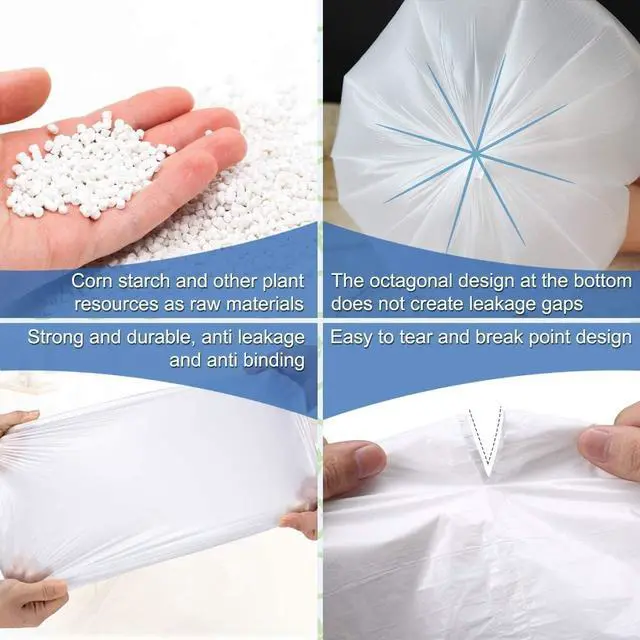 Alt view image 5 of 6 - Small Trash Bags 1.2 Gallon, Biodegradable Gallon Waste Bag, Mini Compostable Strong Bathroom Wastebasket Can Liners Garbage Bags for Home Office Kitchen Fit 5 Liter 5L, 1 Gal, (120 Counts,White)