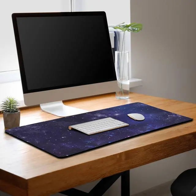 Alt view image 7 of 7 - Office Desk Pad Galaxy Universe, Gaming Mousepad XXL Mouse Pads Large Mouse Pad, Work Desk Mat Non-Slip Rubber Base, 35.4 X 15.7 inch for Work/Game/Office Starry Night Sky Stars Outer Space
