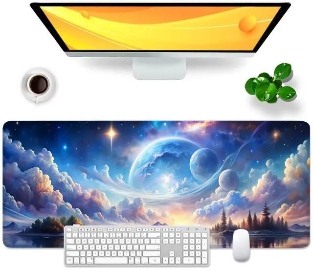 Main image of Galaxy Large Mouse Pad Blue Desk Pad Earth Theme Gaming Mouse Mat XL Cloud Desk Mat 31.5x11.8x0.12 inch (Fantasy Galaxy)