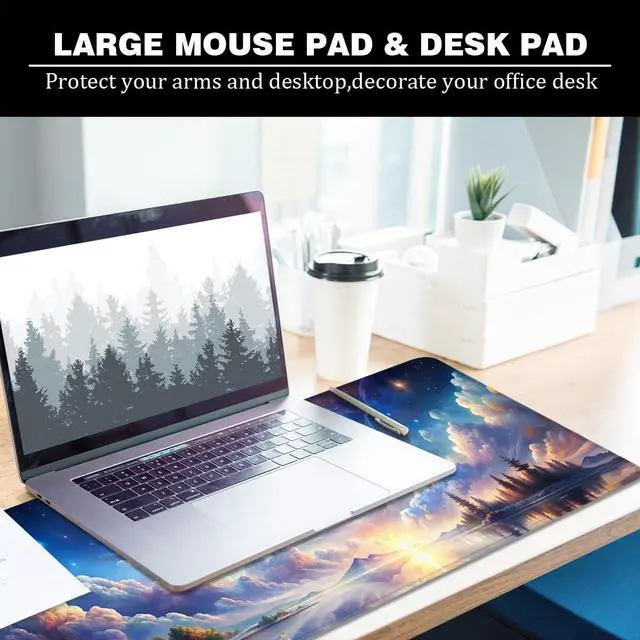 Alt view image 6 of 6 - Galaxy Large Mouse Pad Blue Desk Pad Earth Theme Gaming Mouse Mat XL Cloud Desk Mat 31.5x11.8x0.12 inch (Fantasy Galaxy)
