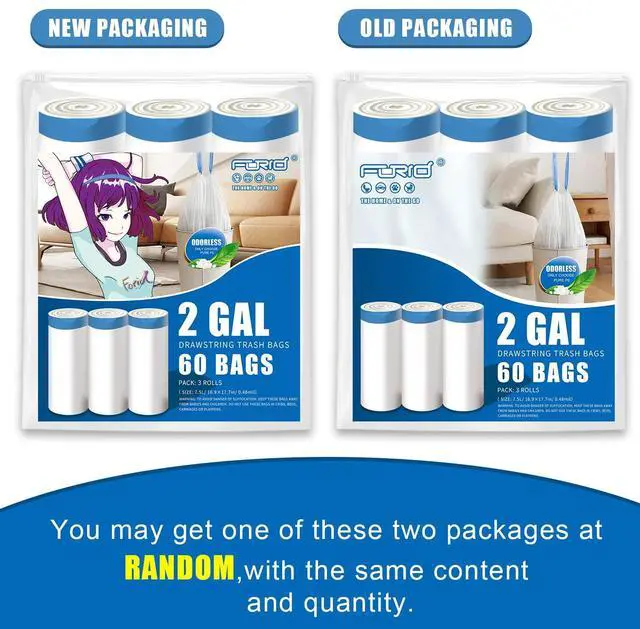 Alt view image 2 of 7 - Mini Drawstring Trash Bags - 2 Gallon Small Bathroom Garbage Bags White Plastic Trash Can Liners Disposable Unscented Wastebasket Bags 60 Count for Office bedroom Home 7.5 Liter