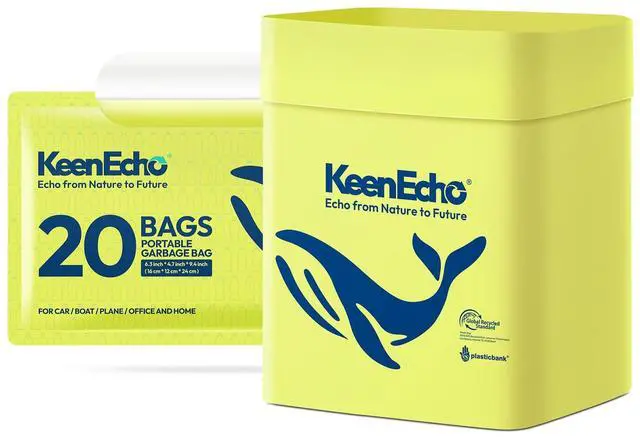 Main image of Disposable Car Garbage Bin Bags, Vomit Trash Bags made with Recycled Plastic Bottles for Boat, Plane, Travel, Camping, Bedroom, Study Room, Office and Car, 20 pcs