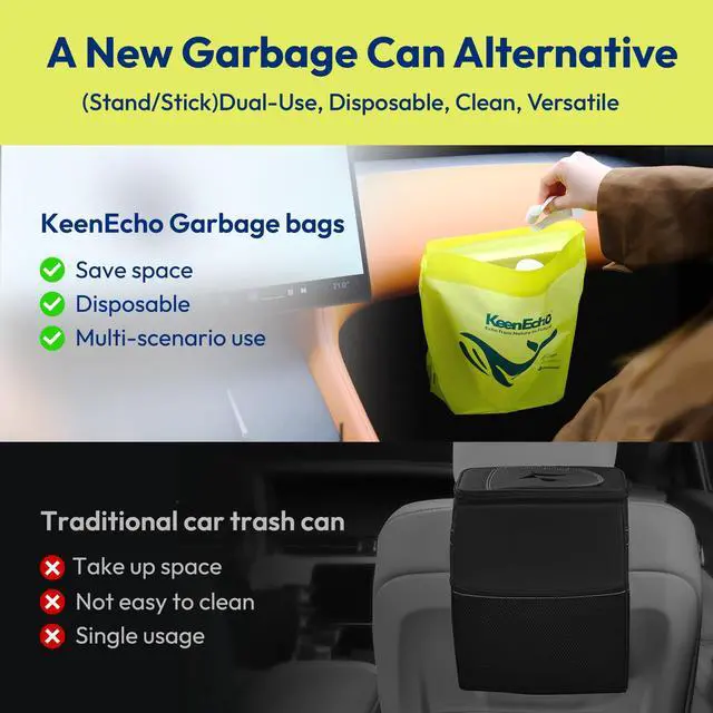 Alt view image 4 of 7 - Disposable Car Garbage Bin Bags, Vomit Trash Bags made with Recycled Plastic Bottles for Boat, Plane, Travel, Camping, Bedroom, Study Room, Office and Car, 20 pcs
