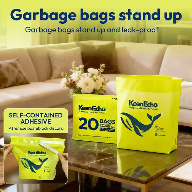 Alt view image 5 of 7 - Disposable Car Garbage Bin Bags, Vomit Trash Bags made with Recycled Plastic Bottles for Boat, Plane, Travel, Camping, Bedroom, Study Room, Office and Car, 20 pcs