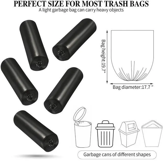 Alt view image 2 of 7 - 5 Rolls Small Trash Garbage Bags, 4 Gallon Strong Thin Material Disposable Kitchen Garbage Bags, Durable Plastic Trash Bags for Office Home Bedroom Garden Waste Bin, 100 Counts (Black)