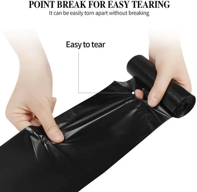 Alt view image 3 of 7 - 5 Rolls Small Trash Garbage Bags, 4 Gallon Strong Thin Material Disposable Kitchen Garbage Bags, Durable Plastic Trash Bags for Office Home Bedroom Garden Waste Bin, 100 Counts (Black)