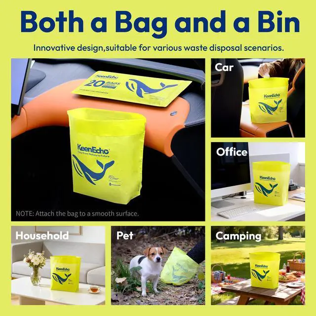 Alt view image 7 of 7 - Disposable Car Garbage Bin Bags, Vomit Trash Bags made with Recycled Plastic Bottles for Boat, Plane, Travel, Camping, Bedroom, Study Room, Office and Car, 20 pcs