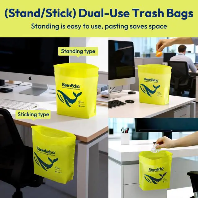 Alt view image 6 of 7 - Disposable Car Garbage Bin Bags, Vomit Trash Bags made with Recycled Plastic Bottles for Boat, Plane, Travel, Camping, Bedroom, Study Room, Office and Car, 20 pcs
