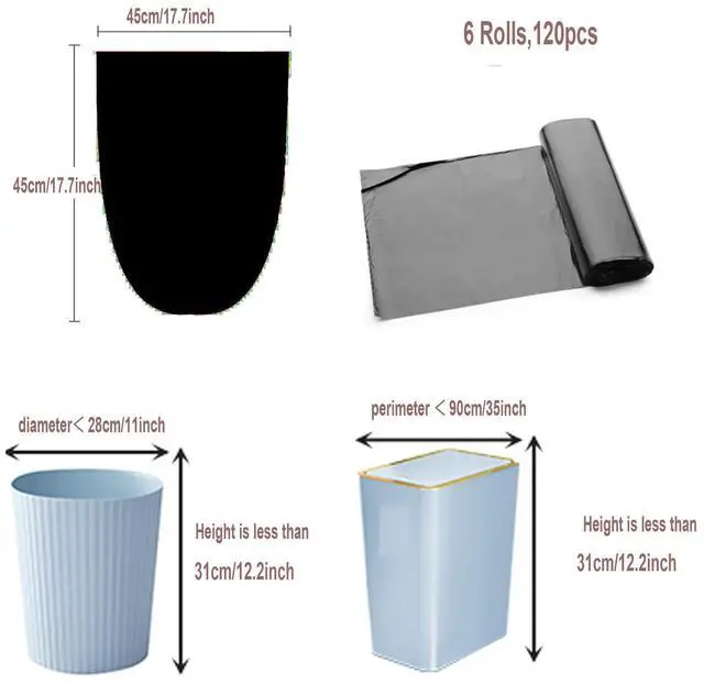 Alt view image 3 of 7 - 4 Gallon Bathroom Trash Bags,6 Rolls Small Trash Garbage Bags, Disposable Trash Bags for Office, Bathroom Wastebasket Waste Bin (120 Count, 4Gallon Black)