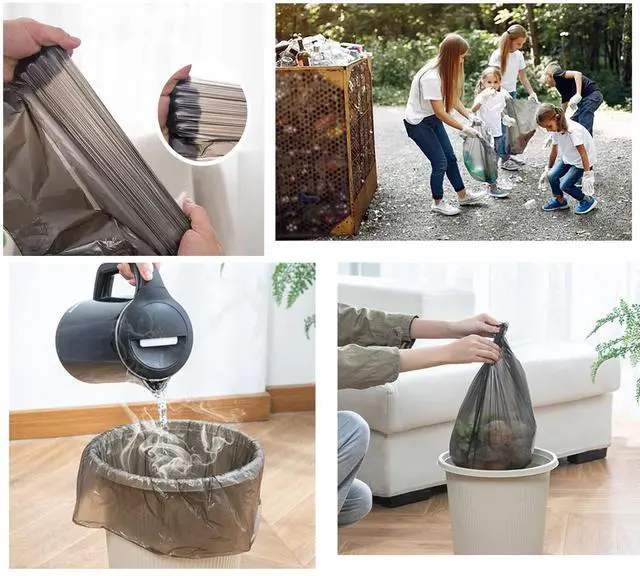 Alt view image 2 of 7 - 4 Gallon Bathroom Trash Bags,6 Rolls Small Trash Garbage Bags, Disposable Trash Bags for Office, Bathroom Wastebasket Waste Bin (120 Count, 4Gallon Black)