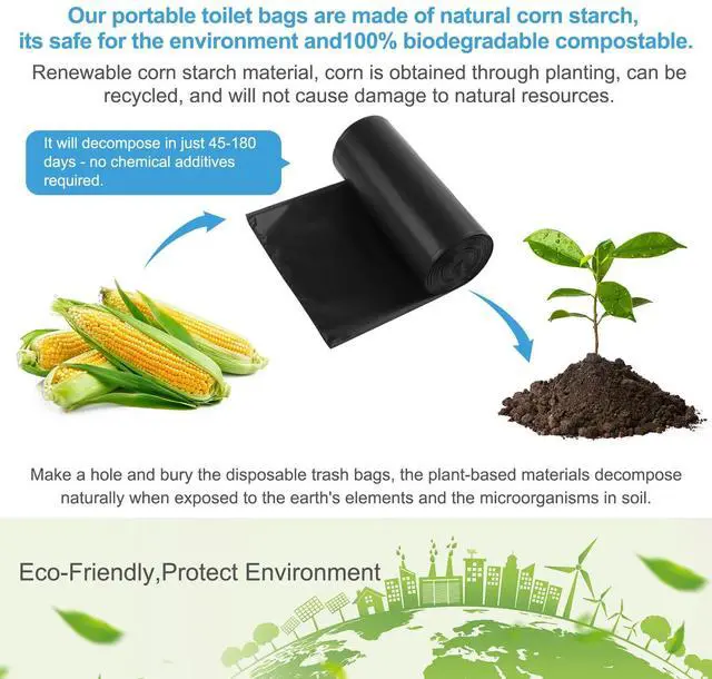 Alt view image 3 of 6 - 40 Portable Camping Toilet Bags, Biodegradable Compostable Thickened for 5 Gallon Bucket Toilet