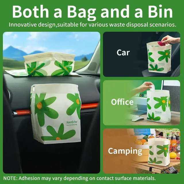 Alt view image 2 of 7 - Disposable Car Garbage Bin Bags, Vomit Trash Bags made with Recycled HDPE for Boat, Plane, Travel, Camping, Bedroom, Study Room, Office and Car, 20 pcs