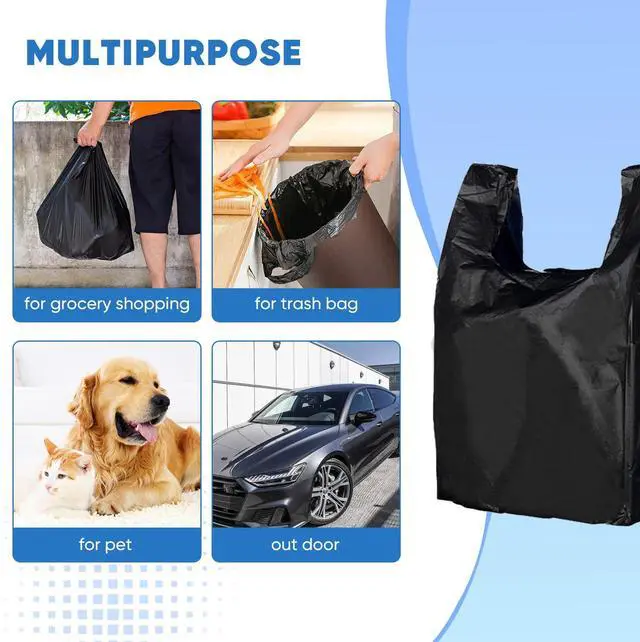 Alt view image 5 of 7 - Black Plastic Grocery Bags, 100 Pack, 11.5'x 6.5" x 21', 22 Pound Capacity, Heavy Duty, Unscented