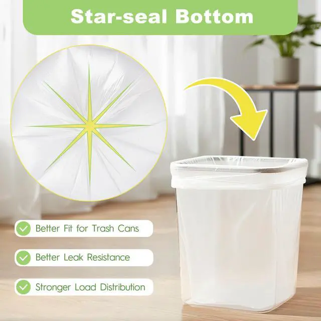 Alt view image 3 of 7 - Small Trash Bags 4 Gallon, 17.7 x 19.6" Clear Unscented Bathroom Trash Bags, Small Garbage Bags for Bathroom, Bedroom, Office, Kitchen, Plastic Trash Can Liners, 100 Count