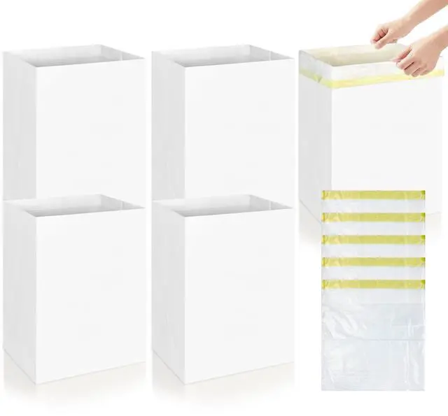 Main image of 5PCS Large Disposable Trash Cans with Matching Garbage Bags Folded Portable Trash Cans (17in x 13.5in x 10in) Suitable for Family Gatherings Kitchen and Picnics
