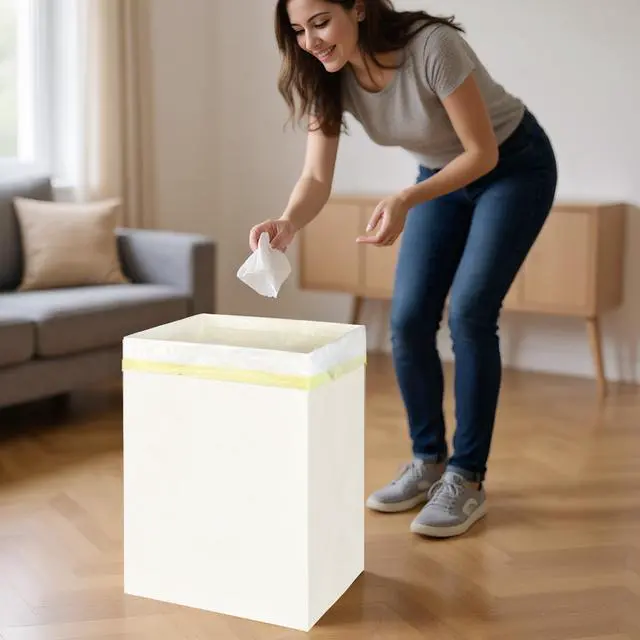 Alt view image 5 of 6 - 5PCS Large Disposable Trash Cans with Matching Garbage Bags Folded Portable Trash Cans (17in x 13.5in x 10in) Suitable for Family Gatherings Kitchen and Picnics
