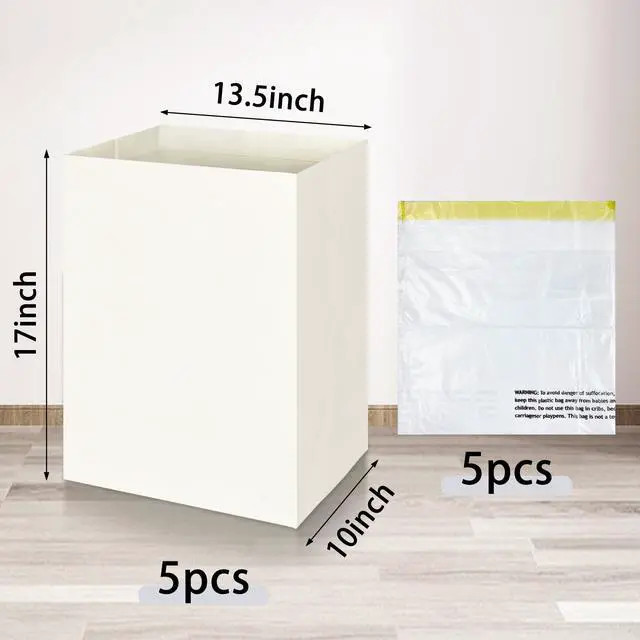 Alt view image 2 of 6 - 5PCS Large Disposable Trash Cans with Matching Garbage Bags Folded Portable Trash Cans (17in x 13.5in x 10in) Suitable for Family Gatherings Kitchen and Picnics
