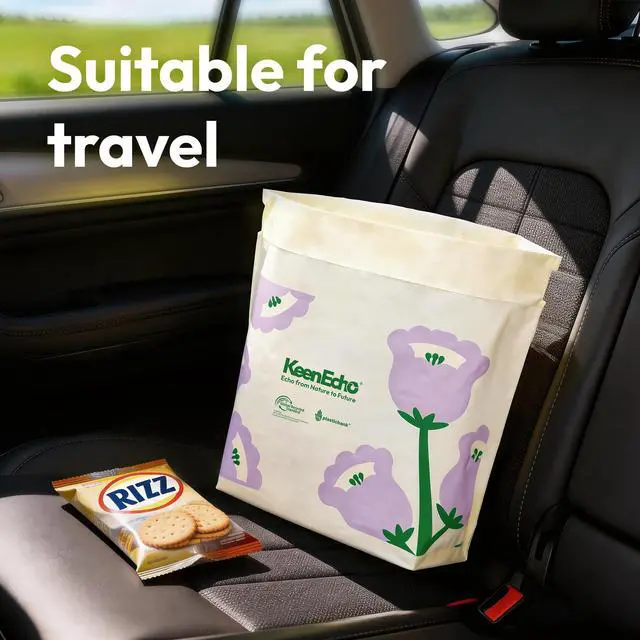 Alt view image 2 of 7 - Disposable Car Garbage Bin Bags, Vomit Trash Bags made with Recycled HDPE for Boat, Plane, Travel, Camping, Bedroom, Study Room, Office and Car, 20 pcs,Purple