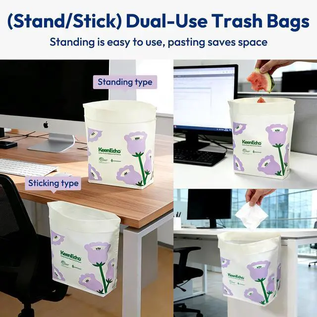 Alt view image 5 of 7 - Disposable Car Garbage Bin Bags, Vomit Trash Bags made with Recycled HDPE for Boat, Plane, Travel, Camping, Bedroom, Study Room, Office and Car, 20 pcs,Purple