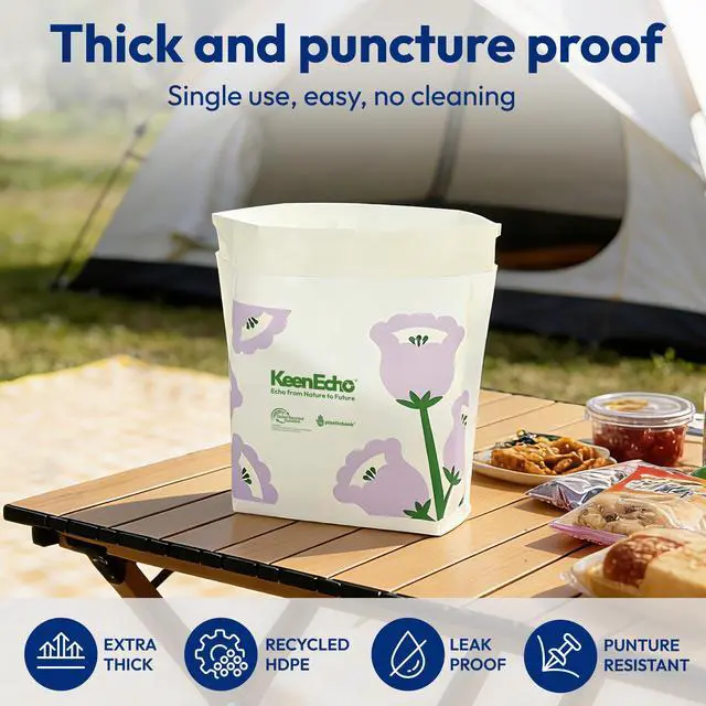 Alt view image 6 of 7 - Disposable Car Garbage Bin Bags, Vomit Trash Bags made with Recycled HDPE for Boat, Plane, Travel, Camping, Bedroom, Study Room, Office and Car, 20 pcs,Purple