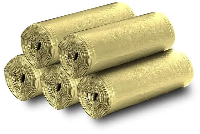 Main image of 5 Rolls Small Trash Garbage Bags,4 Gallon Strong Thin Material Disposable Kitchen Garbage Bags,Durable Plastic Trash Bags for Office Home Bedroom Garden Waste Bin, 100 Counts (Golden)