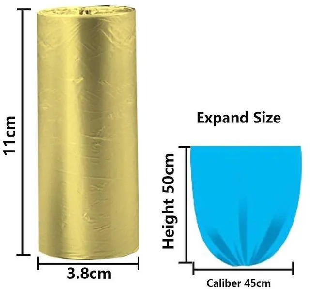 Alt view image 3 of 5 - 5 Rolls Small Trash Garbage Bags,4 Gallon Strong Thin Material Disposable Kitchen Garbage Bags,Durable Plastic Trash Bags for Office Home Bedroom Garden Waste Bin, 100 Counts (Golden)