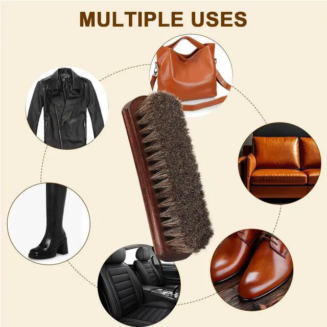 Alt view image 7 of 7 - Professional 100% Horsehair Shoe Brush Premium Soft Horsehair Dauber Applicators for Leather Shoes, Boots, Coats & Purses, Curved Handle for Comfortable Grip, Perfect for Leather Shine & Polish