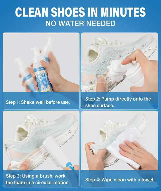 Alt view image 5 of 6 - Shoe Cleaner 6.76 oz Deep-Cleaning Sneaker Cleaner Kit for White Shoes, Lifts Dirt & Stains Fast, with Brush & Towel